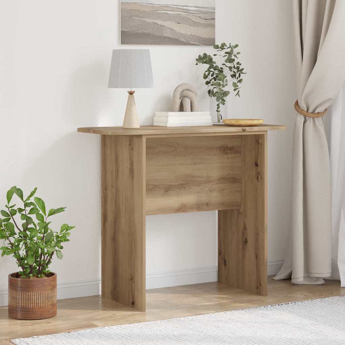 vidaXL Wandtafel - Artisan - Eiken - 93 - x - 40 - x - 75 - cm - Bewerkt - hout Artisan eiken