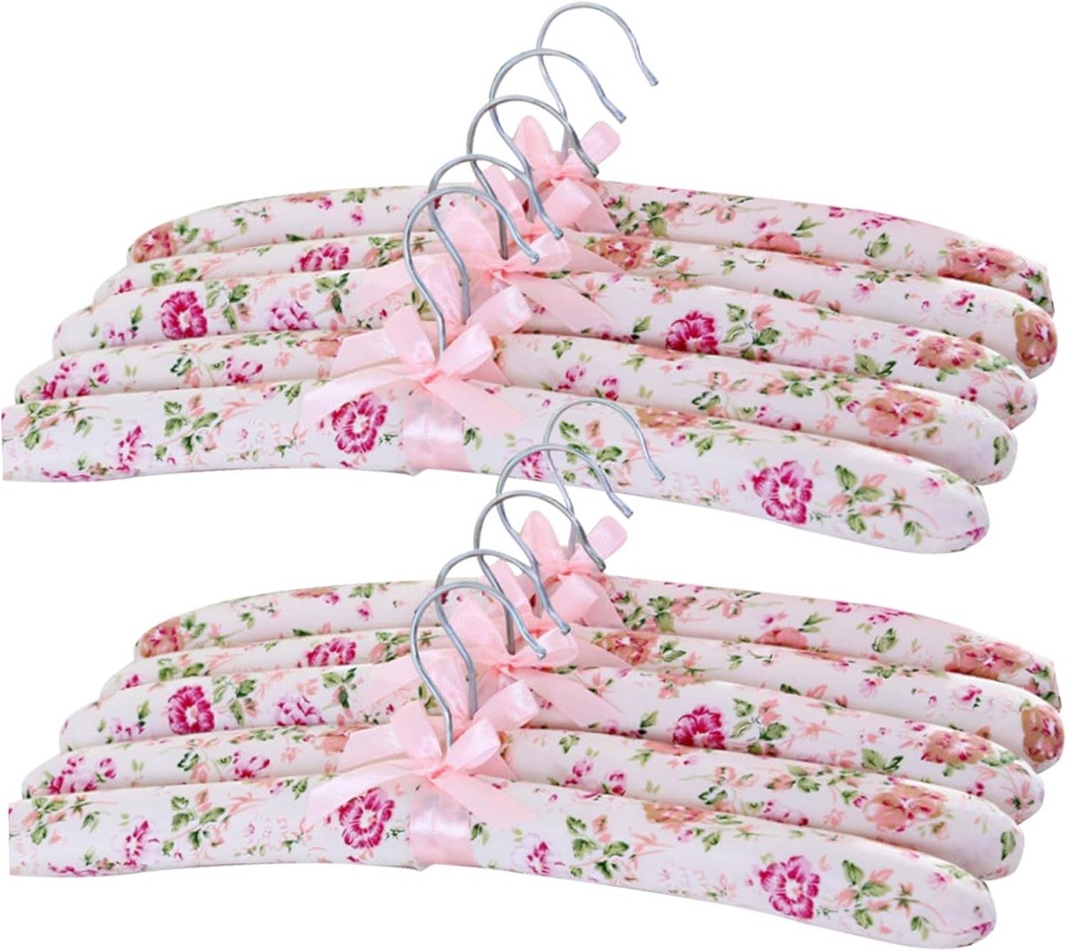 Set van 10 Gewatteerde Kledinghangers Bloemenpatroon Antislip voor Shirts en Blouses