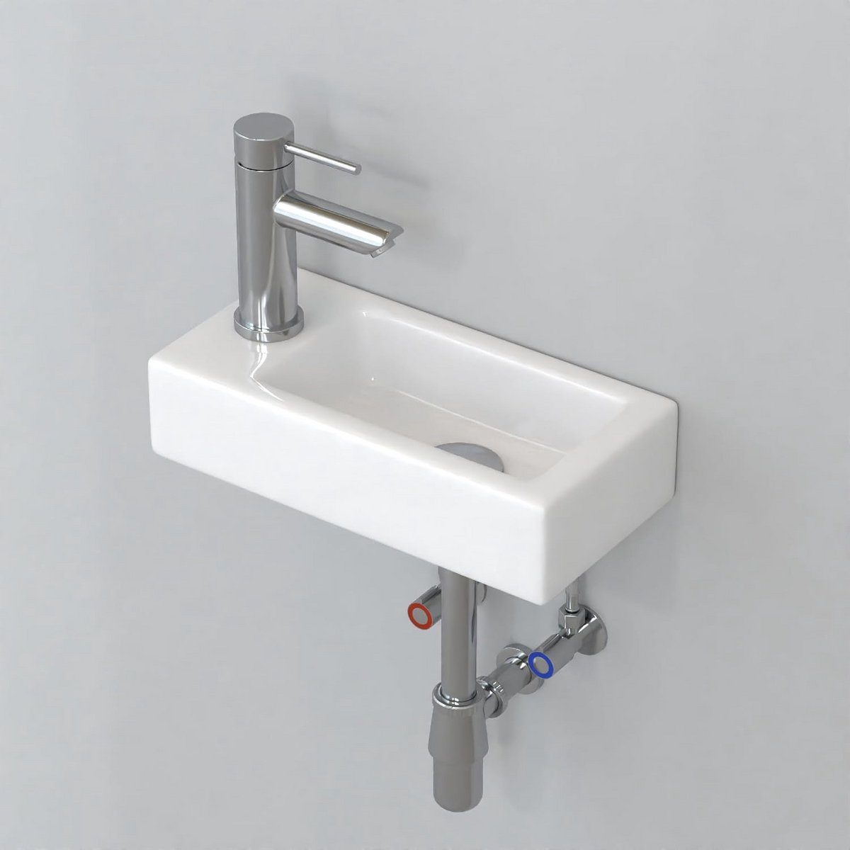 Kleine Rechthoekige Wastafel Keramiek Wandmontage voor Toilet en Badkamer