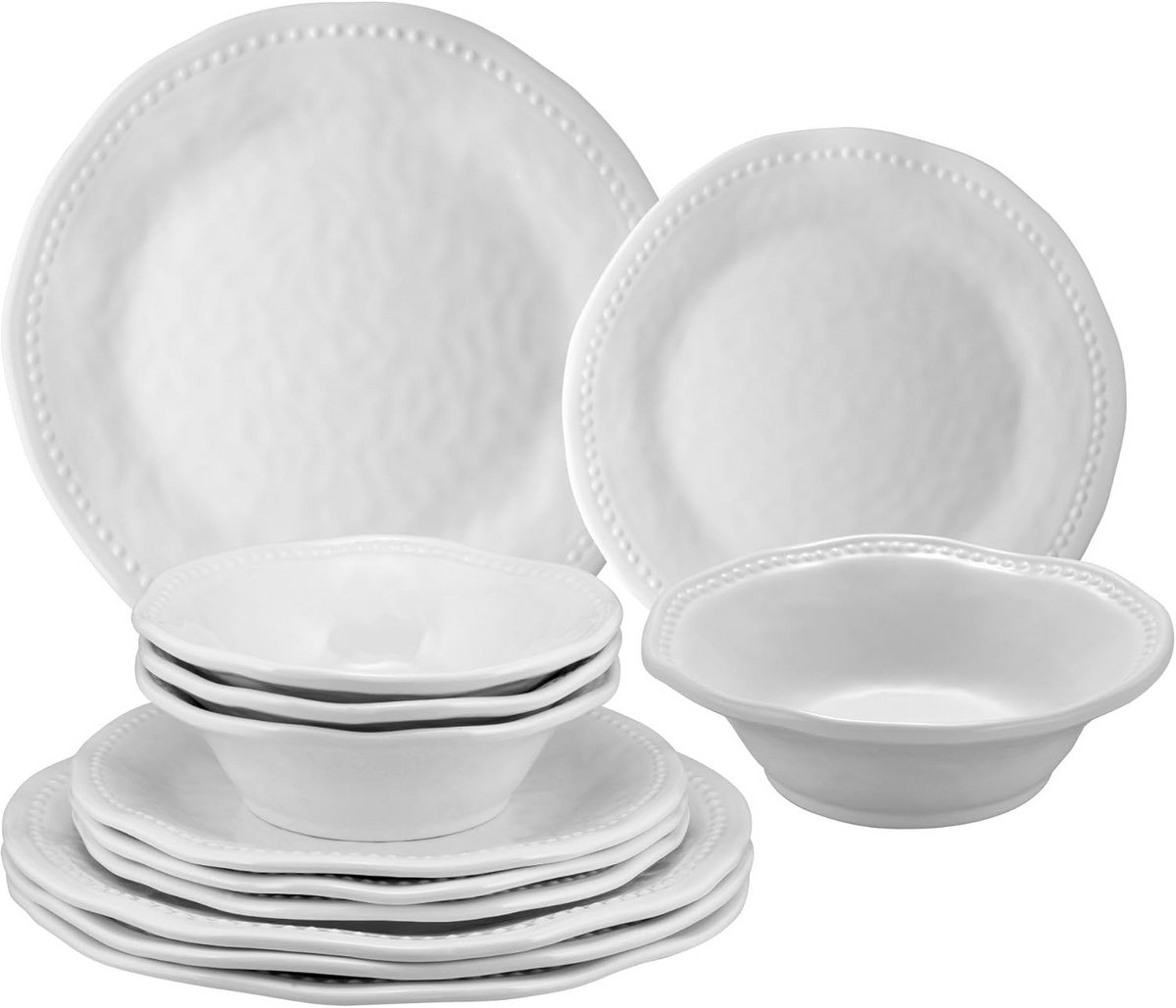12-delige Melamine Servies Set voor 4 Personen - Borden en Kommen