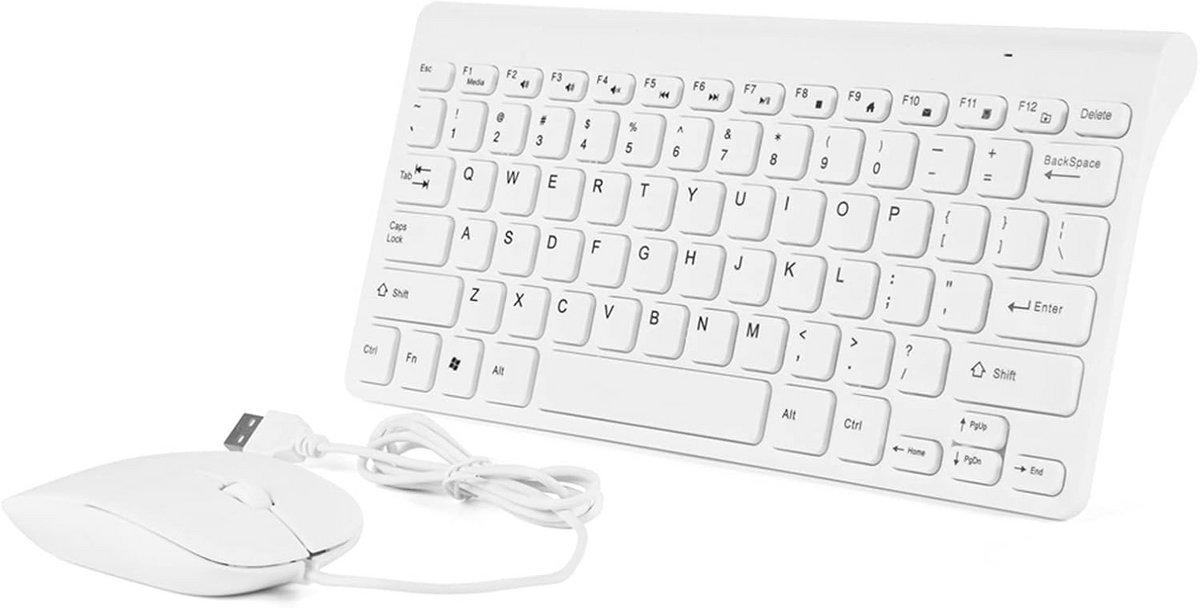Compact Bedraad Toetsenbord en Muis Set USB Wit voor PC Laptop