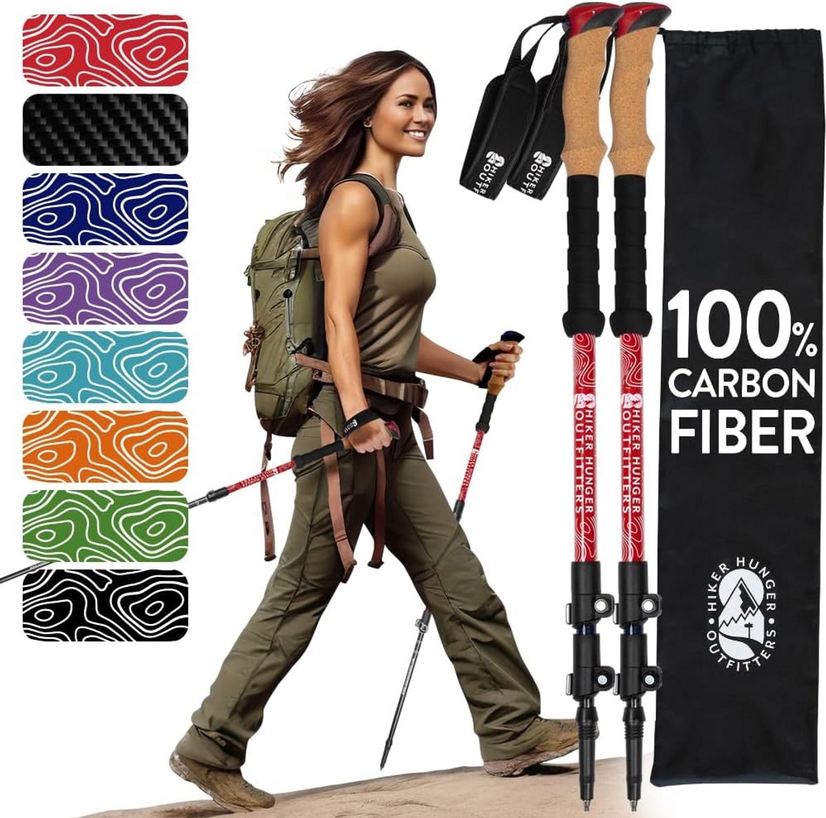 Set van 4 Extra Duurzame Rubberen Doppen voor Trekkingstokken