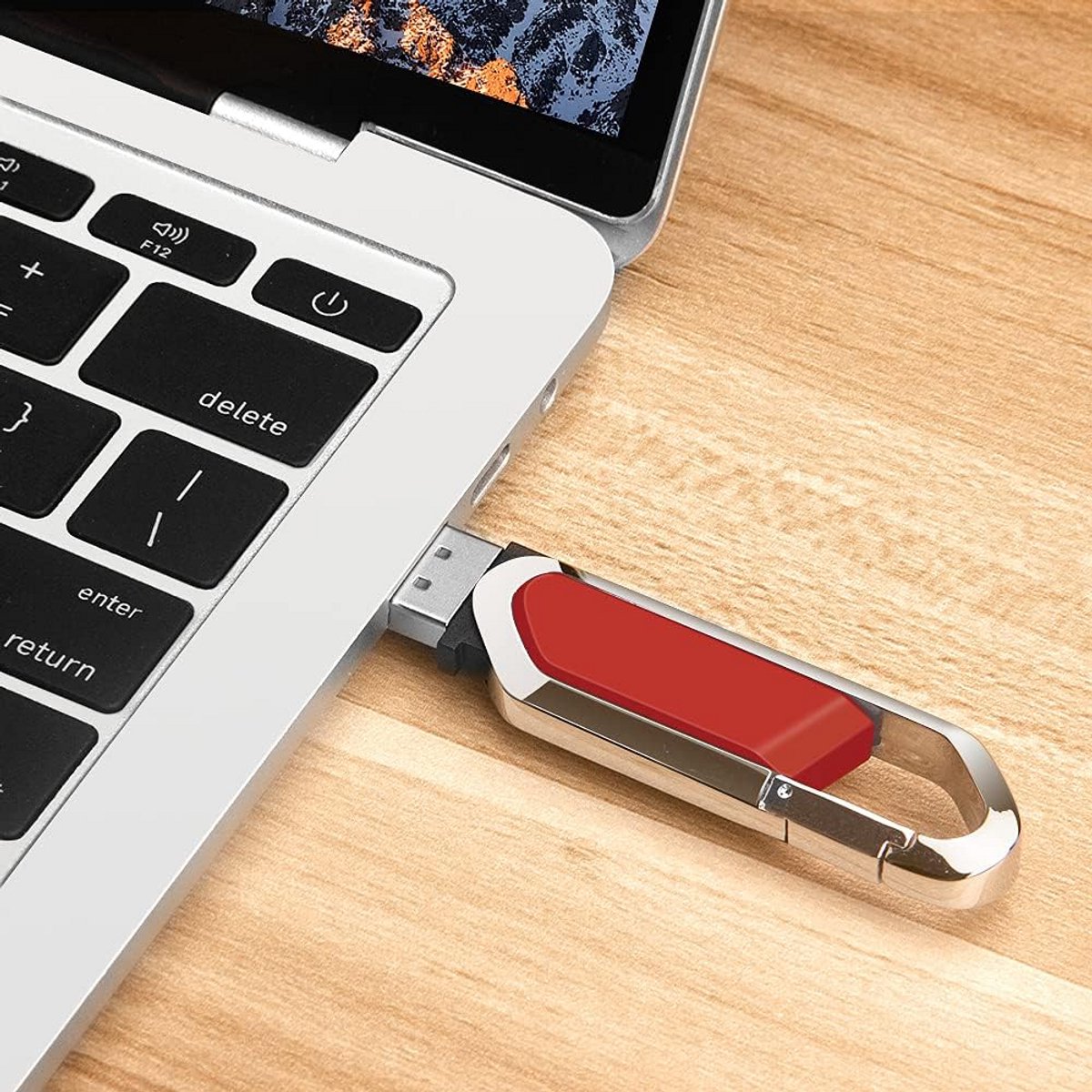 64GB USB Stick Rood - Snelle USB 2.0 Geheugenstick met Sleutelhanger en Beschermhoes