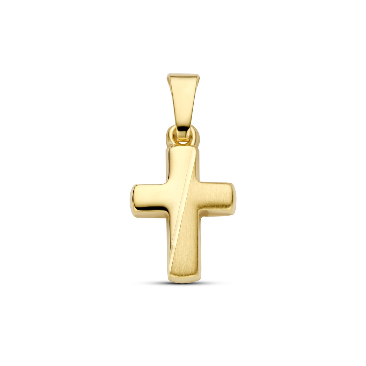 9NBG-1006 - New Bling - Holle kruis hanger gepolijst - 14kt geelgoud - 18 x 8.89 mm