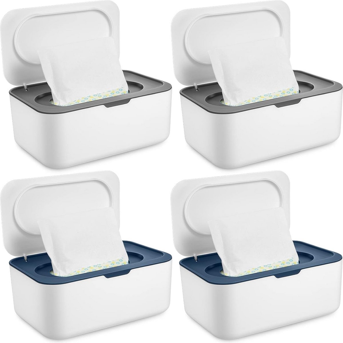 4x Navulbare Babydoekjesdispenser Set - Vochtig Doekjes Houder met Afsluiting
