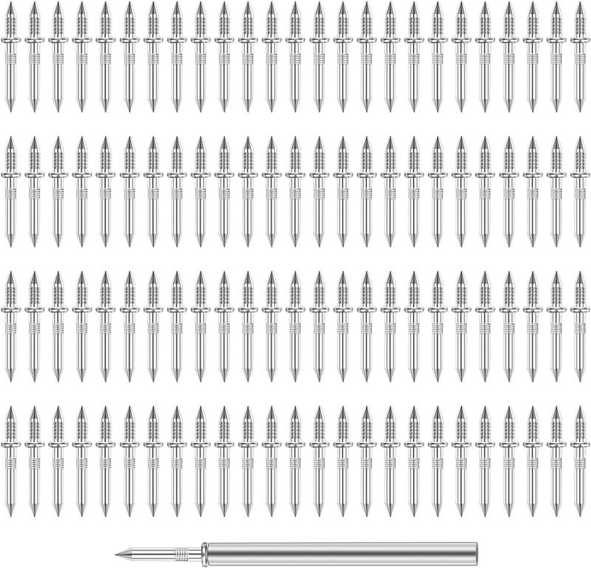 Set van 100 stuks dubbelzijdige naadloze plintnagels, massief houten tweezijdige nagels, hoornnagels, boorvrije nagels, naadloze nagels en onzichtbare nagels.