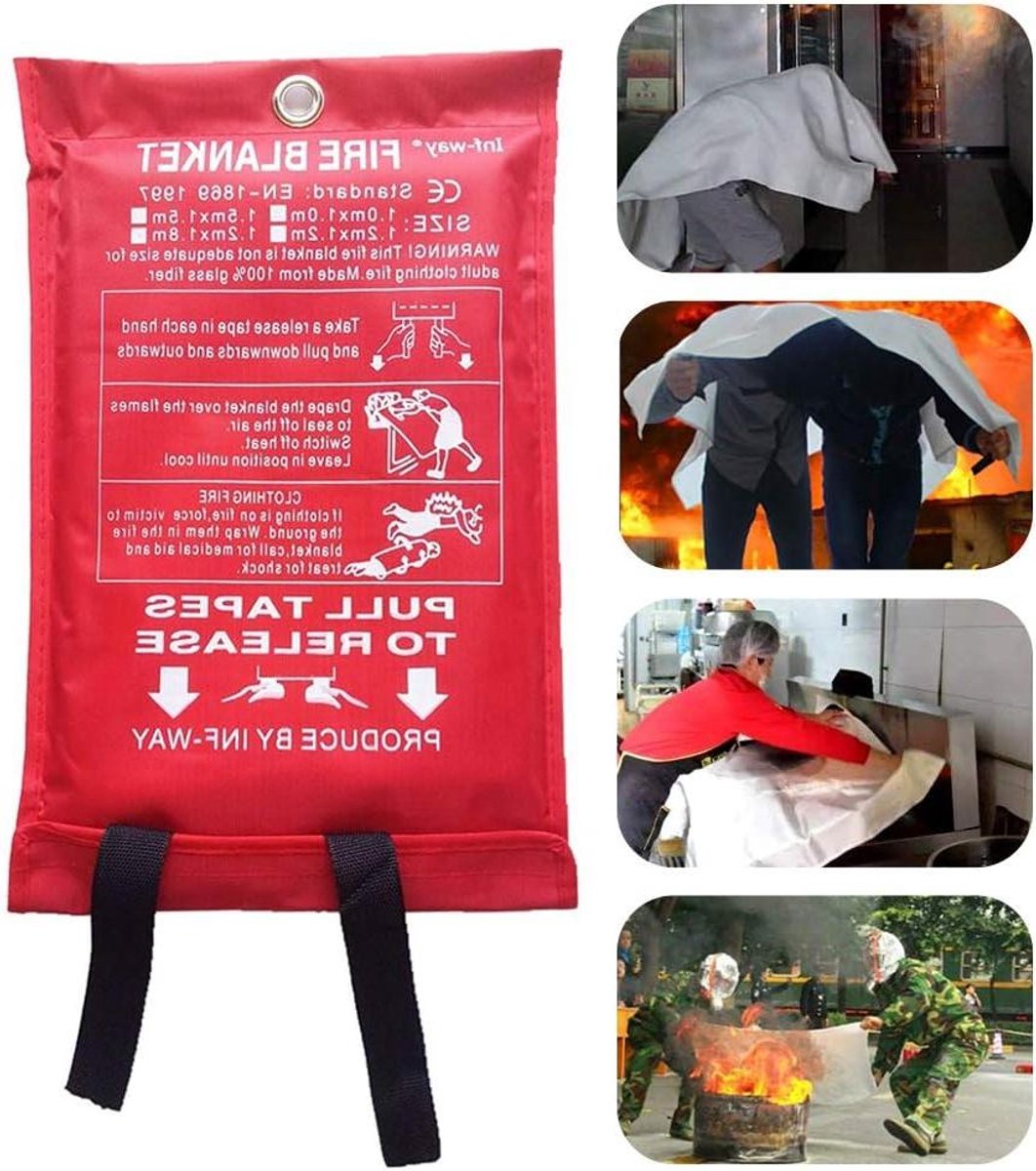 Branddeken Noodveiligheidsdeksel Nooddeken Glasvezel voor Outdoor Barbecue Keuken Open Haard Auto Kantoor 1,0x1,0m