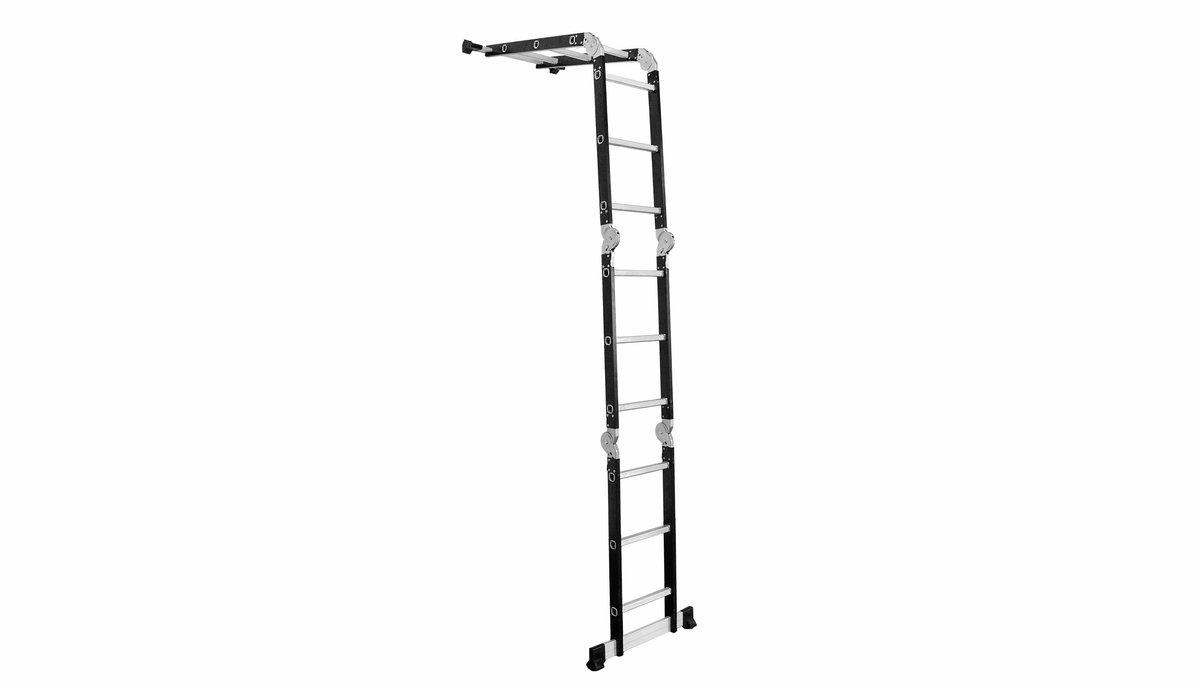 Baulich Scharnierende multifunctionele ladder, 12 sporten - 90-337 cm, draagvermogen 125 kg, opvouwbaar, stabiel, corrosiebestendig, antislip sporten en voeten