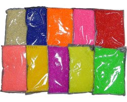 Hotfix Stenen Set - Glitter Parels - Textiel Versieren - Neon Kleuren Mix - 3 mm - 10 Kleuren