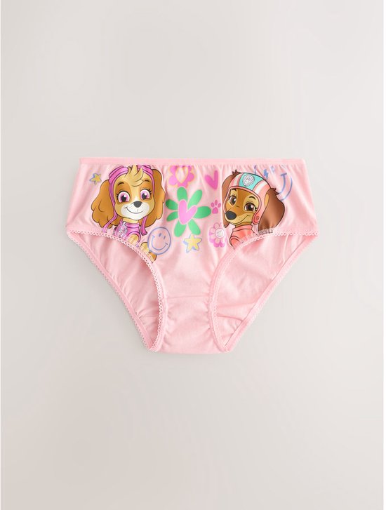Roze slip met afbeeldingen van Skye en Everest van Paw Patrol, met hartjes en bloemen.