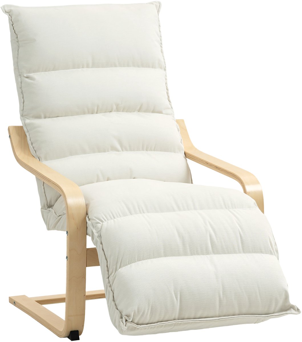 HOMCOM Accentstoel van fluweel (100% polyester) - 67x93x105cm - Crème