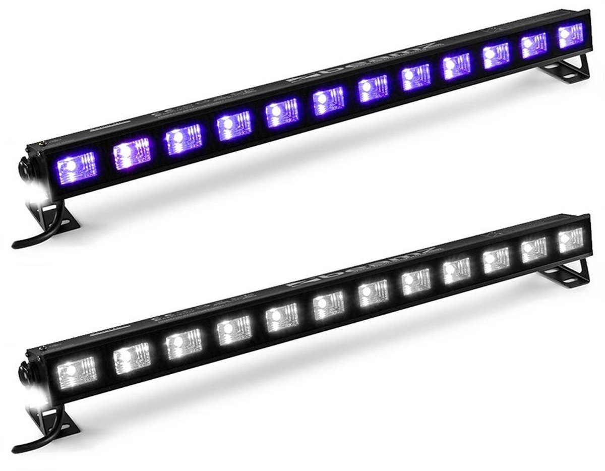 BeamZ set van 2 BUVW123 LED bars met 12 UV / warm white LED's - 40W