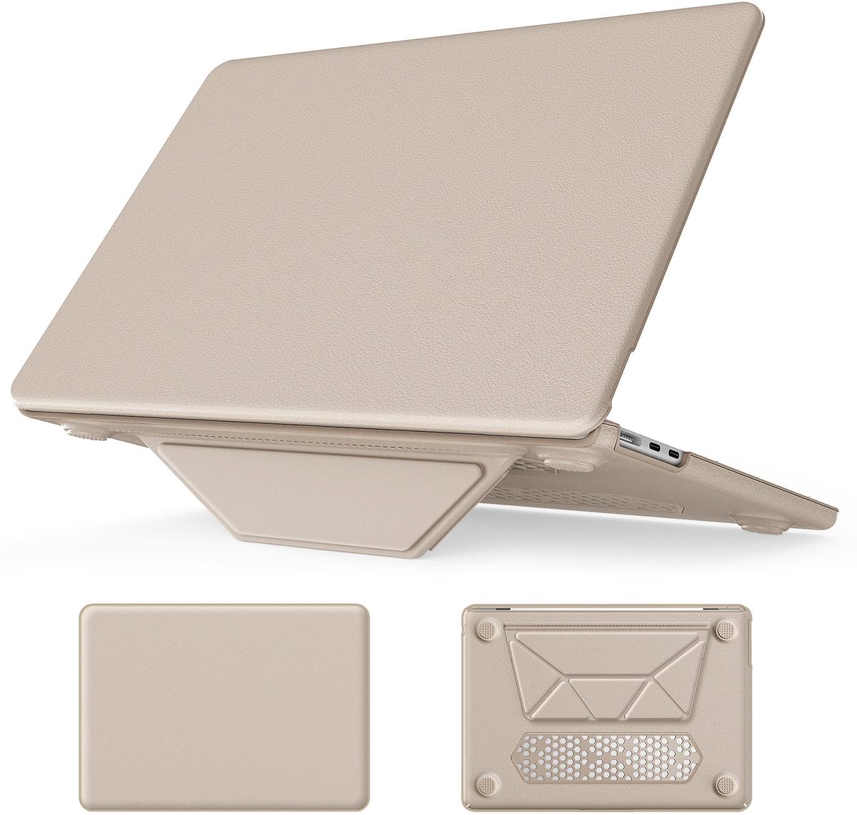 Turtle Shift vegan leer Laptopcover geschikt voor MacBook Air 15.3' inch - 2024 / 2023 - A2941/ A3114 - Beige