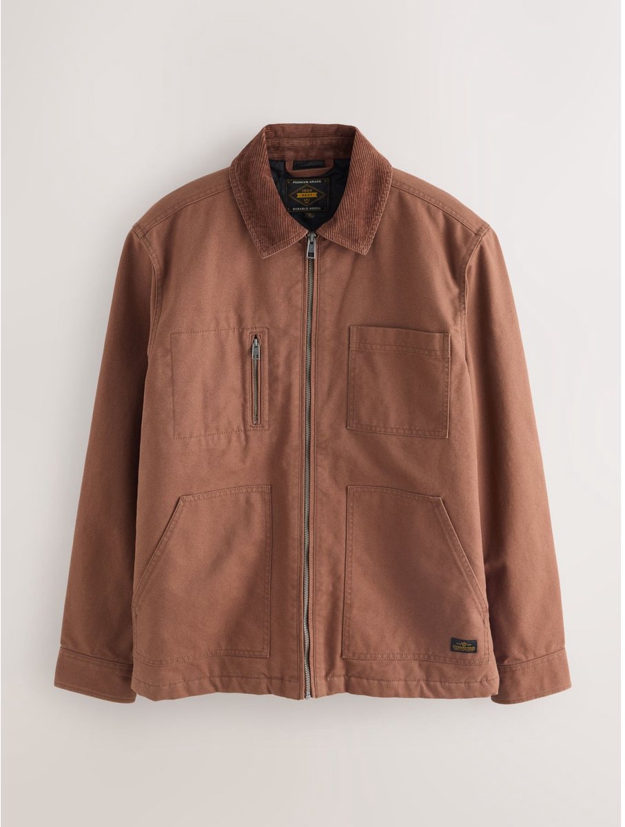 Next - Heren - Chore canvasjack - Bruin