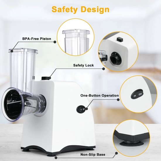 Groentesnijder - Snijmachine - Groentensnijder electrisch - 5-in-1 Groentesnijmachine - Groenterasp - Kaasrasp - Groente Slicer - Multifunctionele Keukenmachine. — afbeelding 2