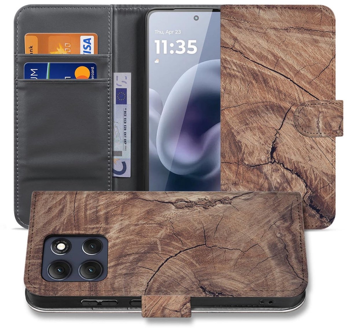 Book Case Motorola Moto G86 Boomstam Bruin