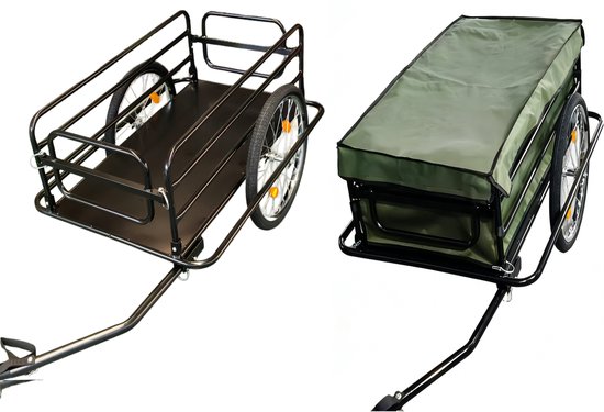 Fietskar aanhanger trailer met afdekzeil - groot formaat 100 cm x 52 cm