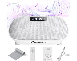 MERACH Trilplaat voor Afvallen - 10 Snelheden Handmatige Modus - Bluetooth Verbinding - Stil ≤65dB met LED Display, Afstandsbediening en Yoga Weerstandsband - Wit