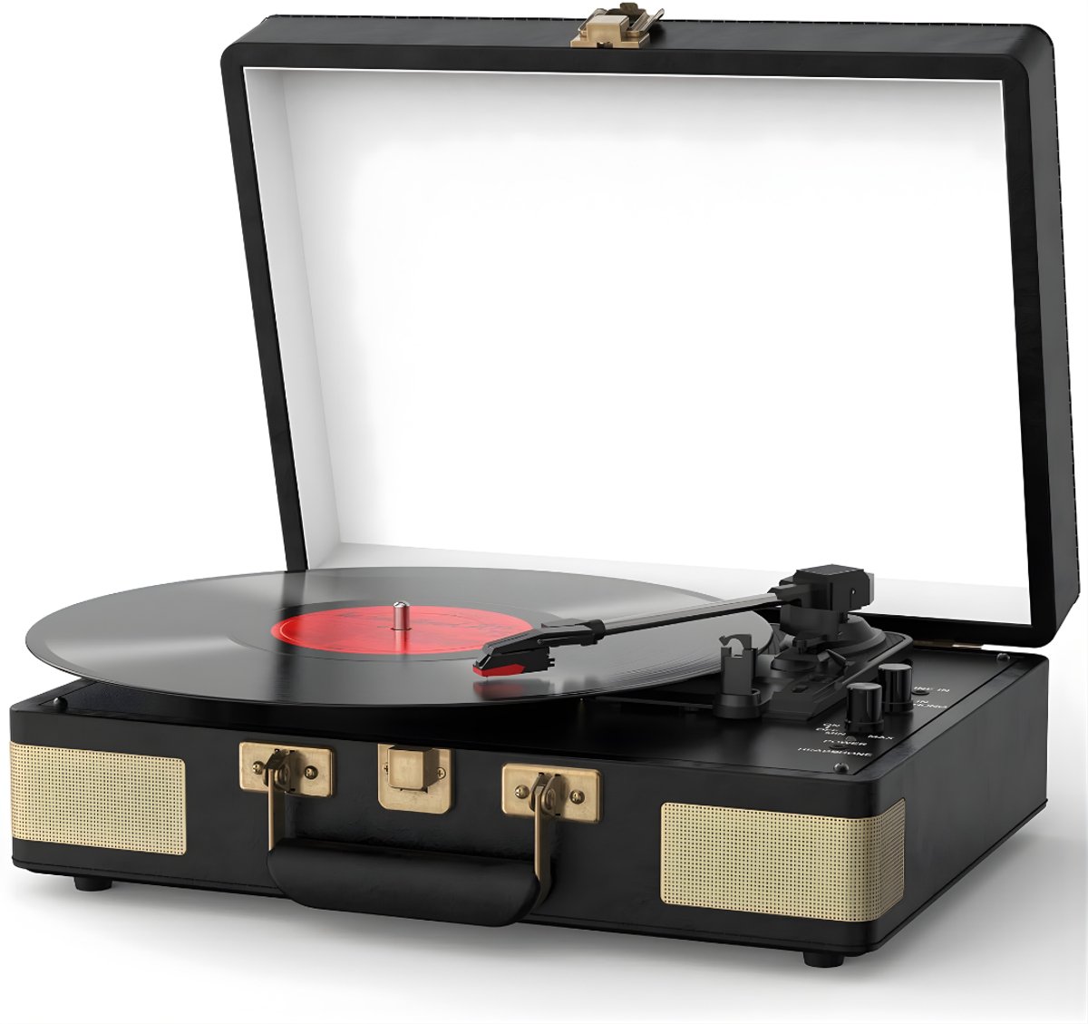 DnA® Platenspeler - Platenspelers - Platenspeler Bluetooth - Platenspeler Met Bluetooth - Zwart - ‎36cm x 26cm x 13cm
