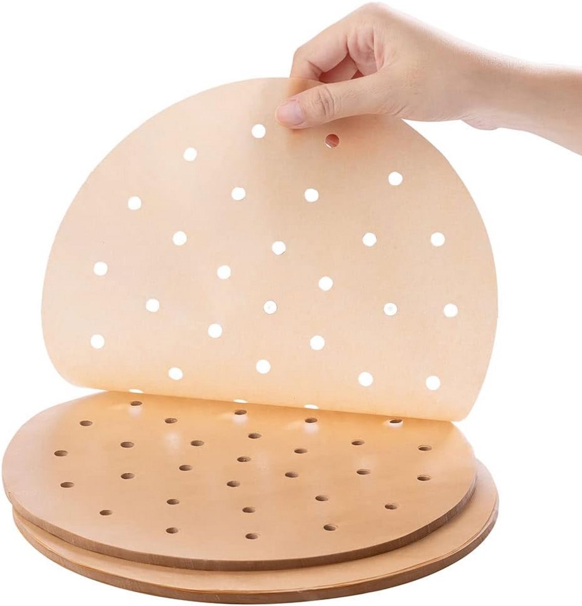 200x Ronde Airfryer Bakpapier Vellen (20 cm) - Geperforeerd & Niet Geperforeerd