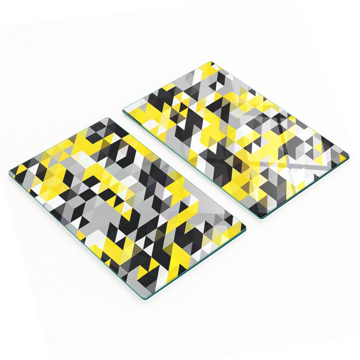 Set van twee glazen snijplanken met geometrische vormen, 2x30x52 cm