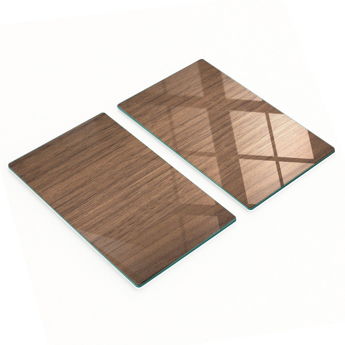 Keukenplanken van gehard glas met afbeeldingen, 2 stuks, hout, 2x30x52 cm
