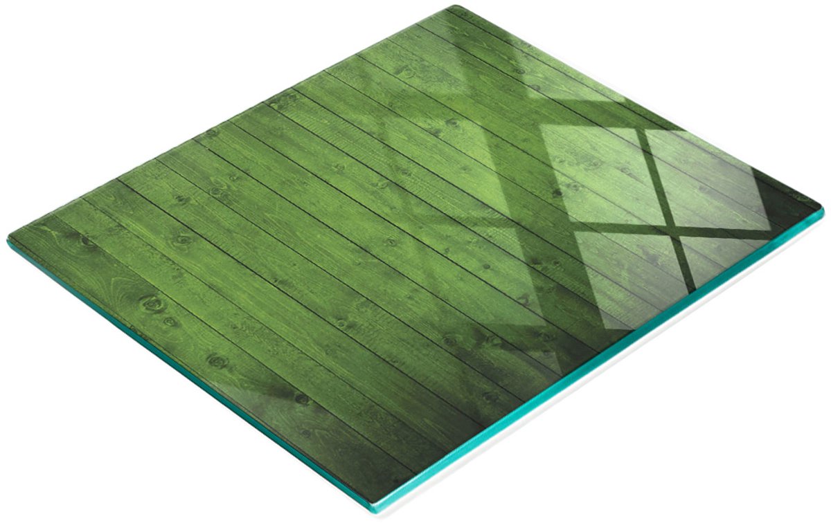 Duurzaam en stijlvol glazen bord met groen houtpatroon, 60x52 cm