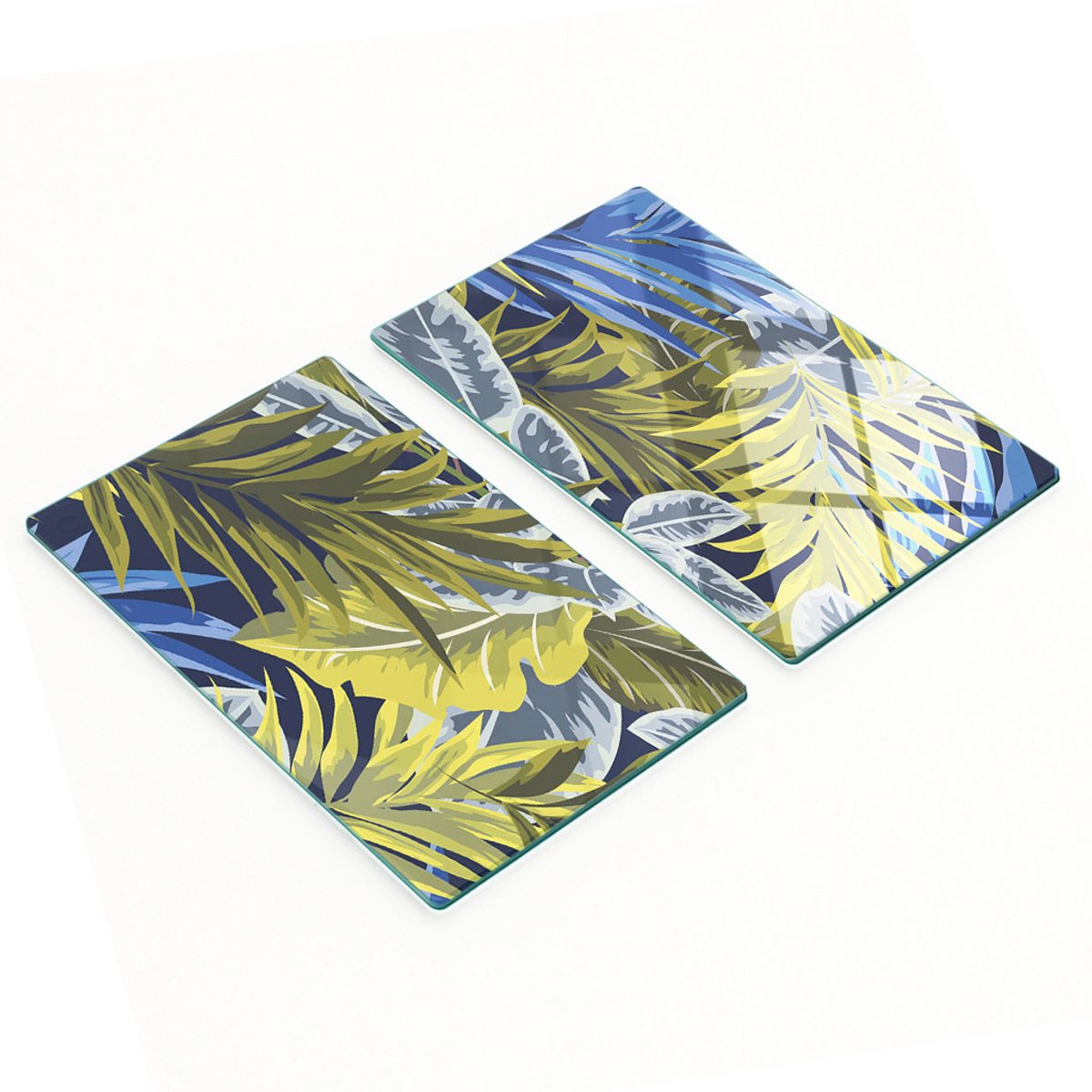 Set van gehard glazen snijplanken met palmboommotief, 2x30x52 cm