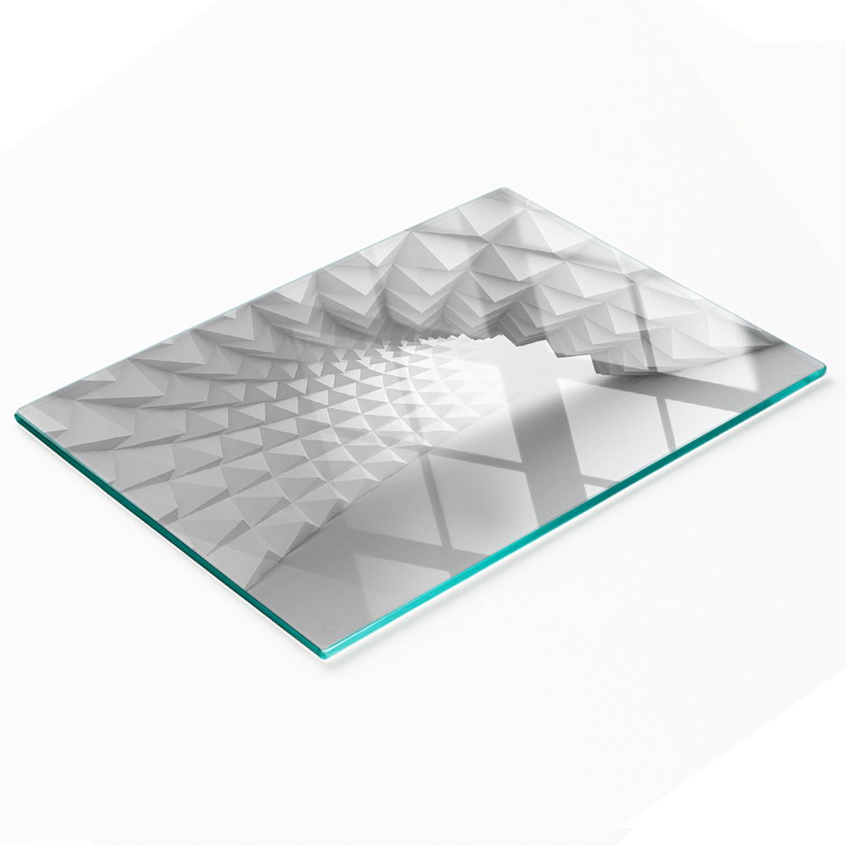 Decoratieve glazen snij- en serveerplank met abstract tunnelmotief, 80x52 cm