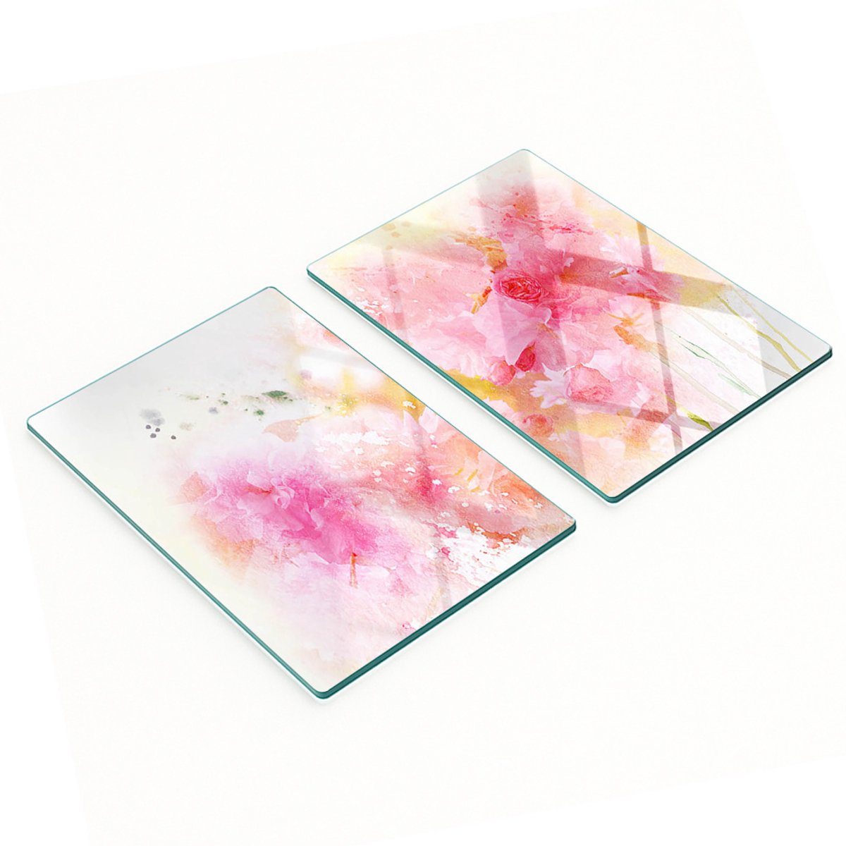 Decoratieve glazen snijplanken met bloemenmotief, 2x40x52 cm