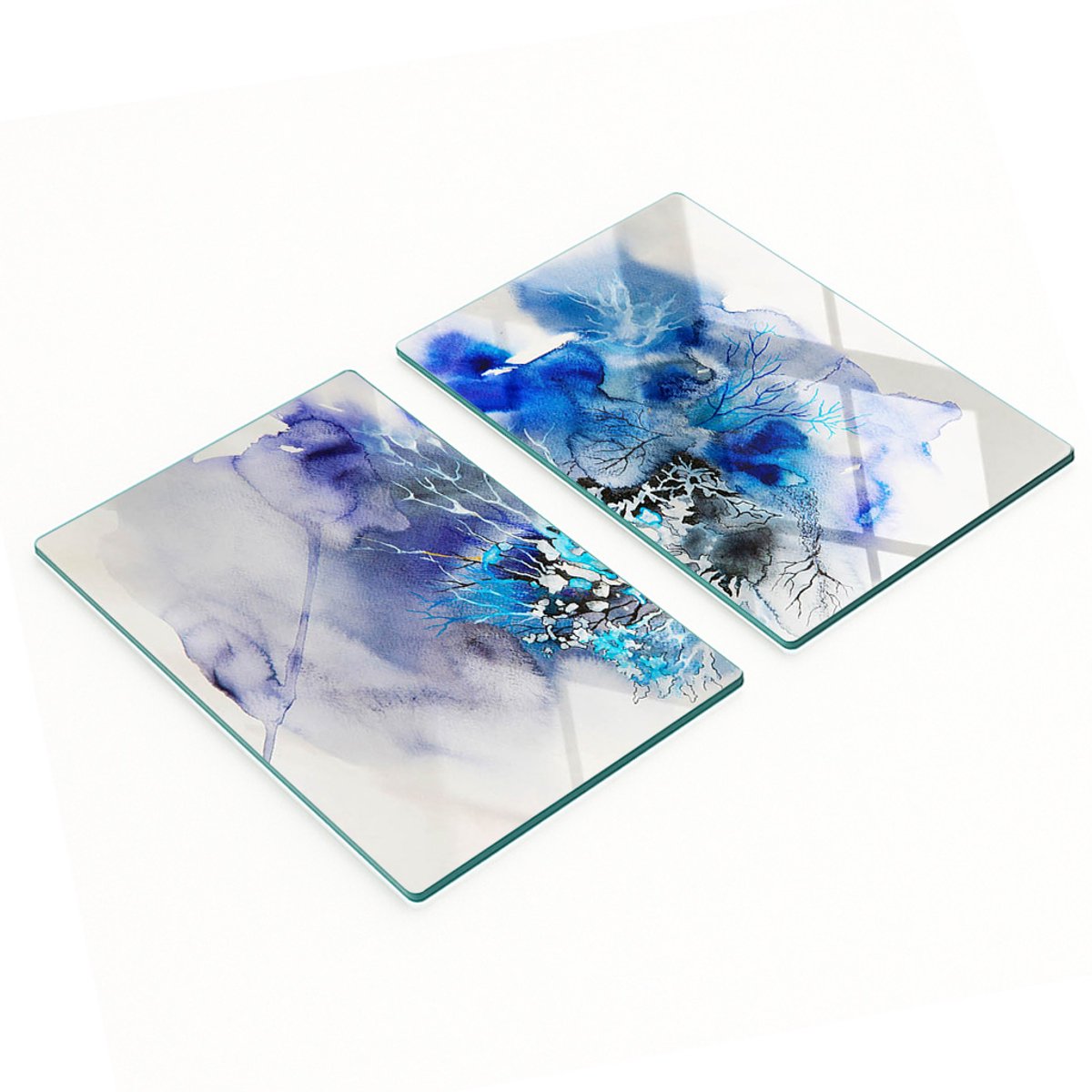 Stijlvolle en duurzame glazen borden met abstracte bloemenprint, 2x40x52 cm