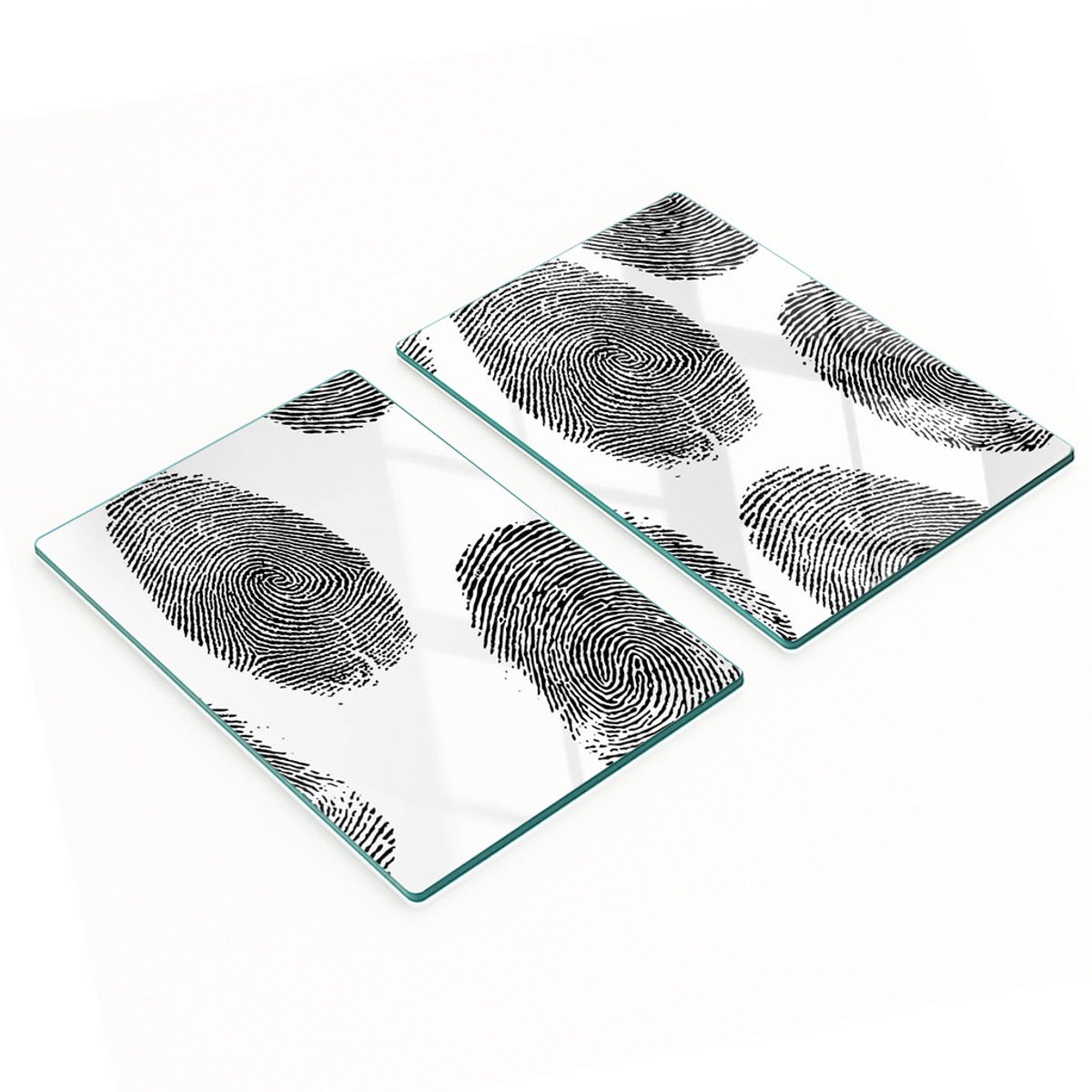 Decoratieve glazen snij- en serveerplanken met vingerafdrukpatroon, 2x40x52 cm