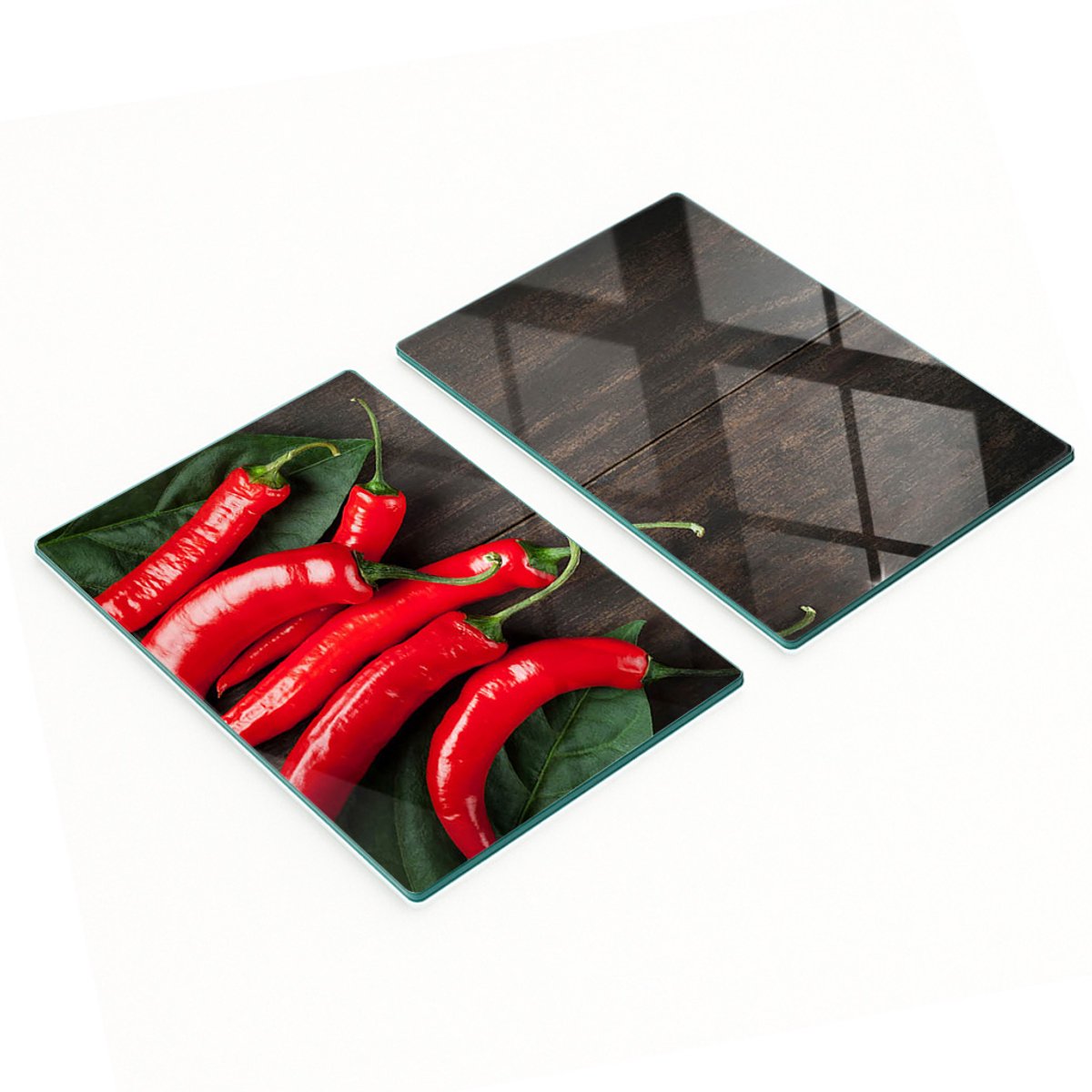 Decoratieve glazen snij- en serveerplanken in de vorm van chilipepers, 2x40x52 cm