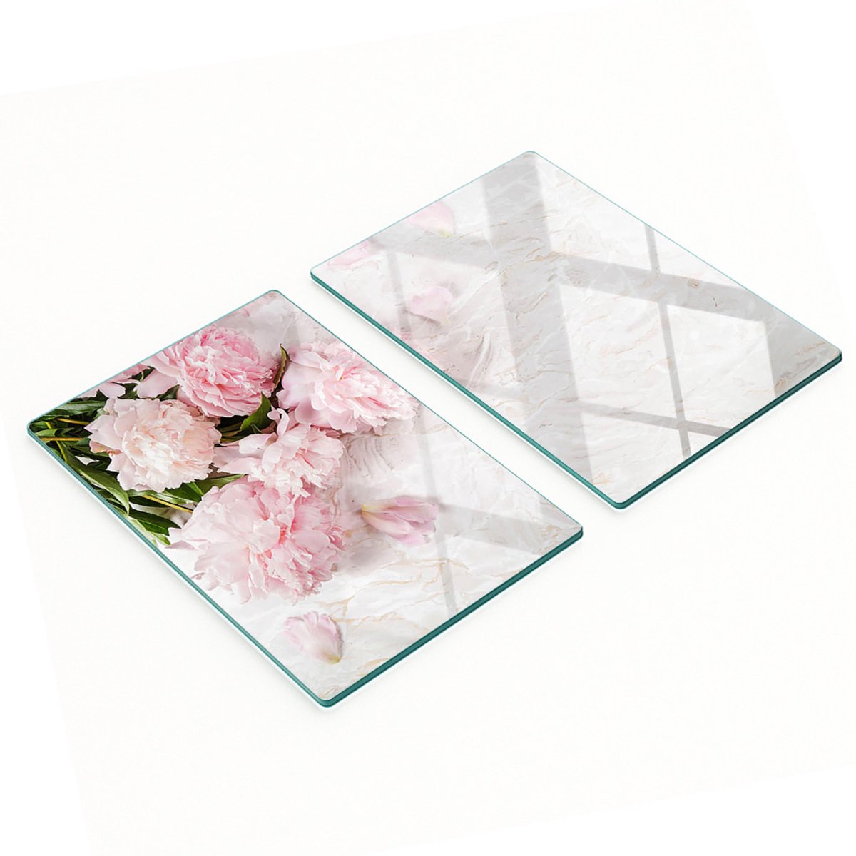 Multifunctionele decoratieve glazen borden met pioenprint 2x40x52 cm