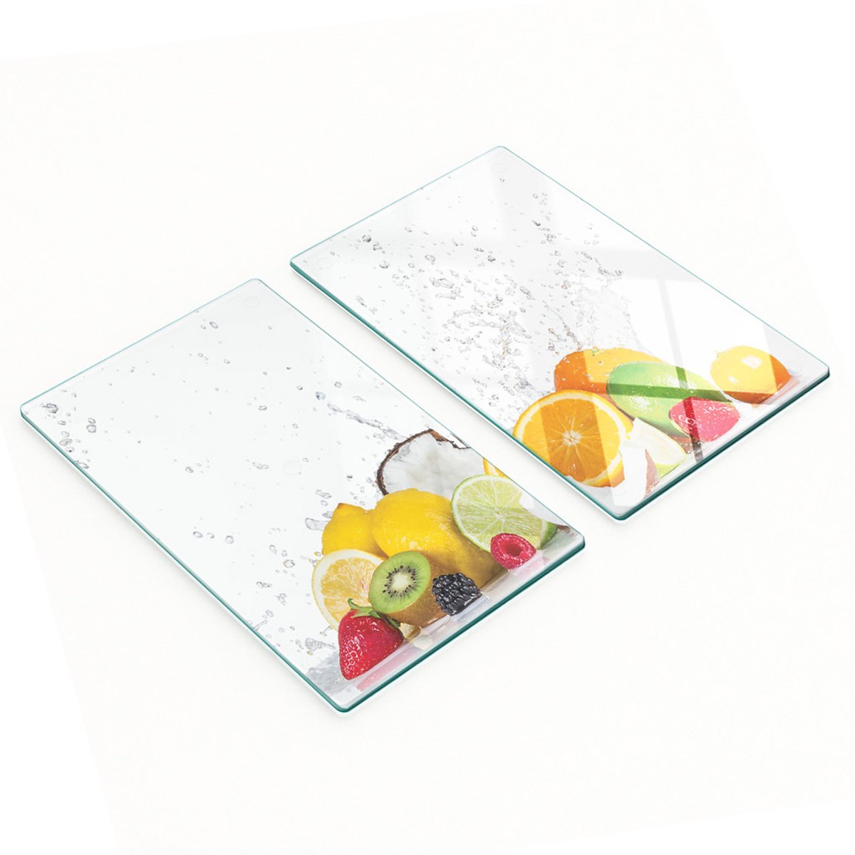 Keukenplanken van gehard glas met afbeeldingen, 2 stuks, kokosnoot, 2x30x52 cm