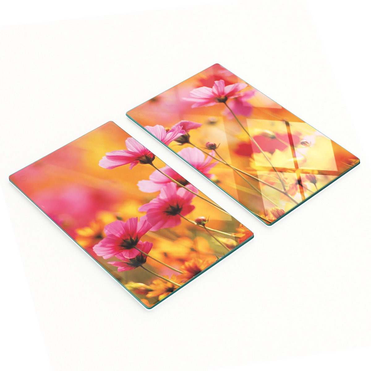 Set van twee decoratieve glazen keukenplanken Kosmos Garden 2x30x52 cm