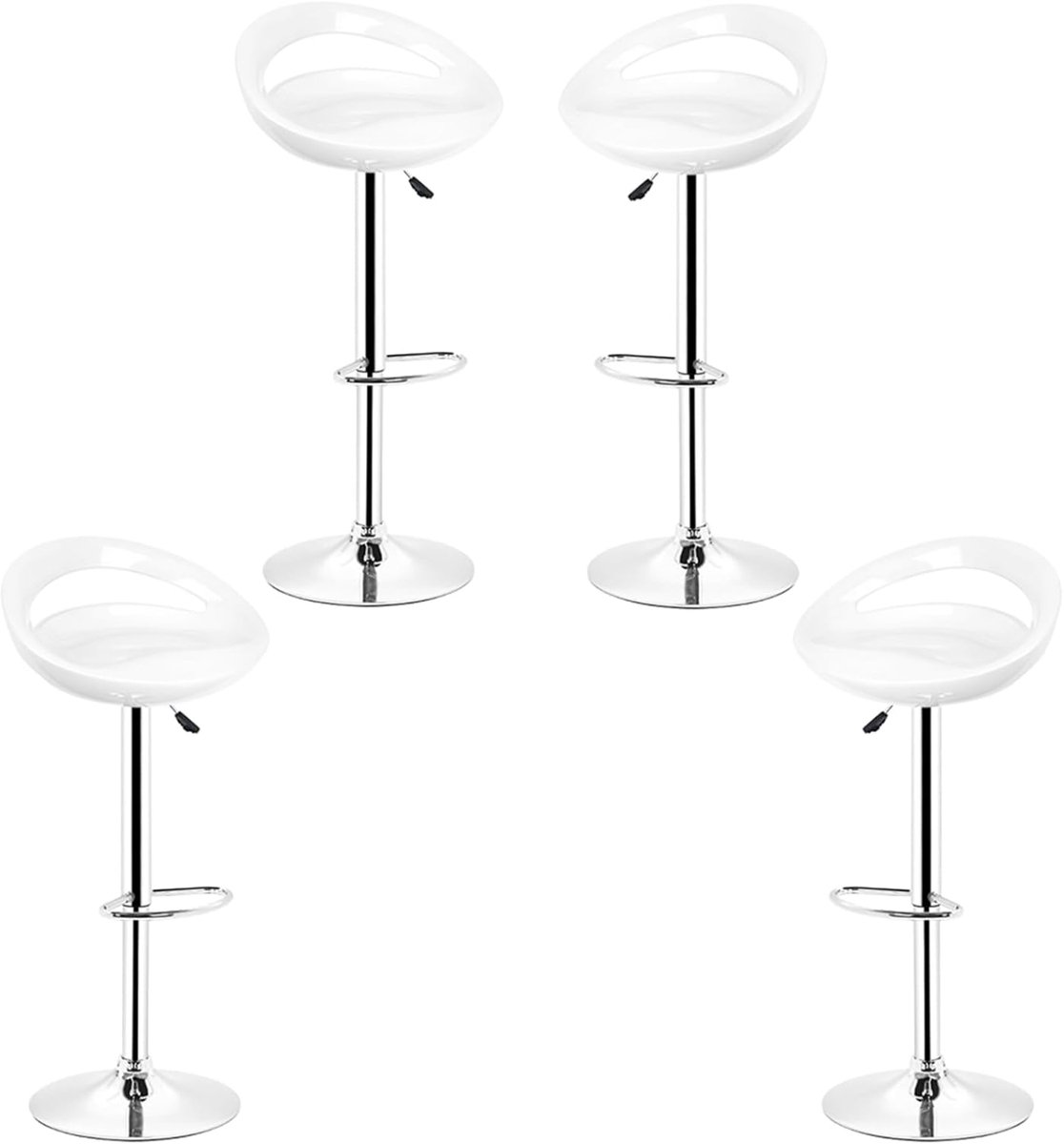 Barkrukken Set - Zitjes Bar - Keuken Bar - In hoogte verstelbaar - 43x43x101cm - Wit