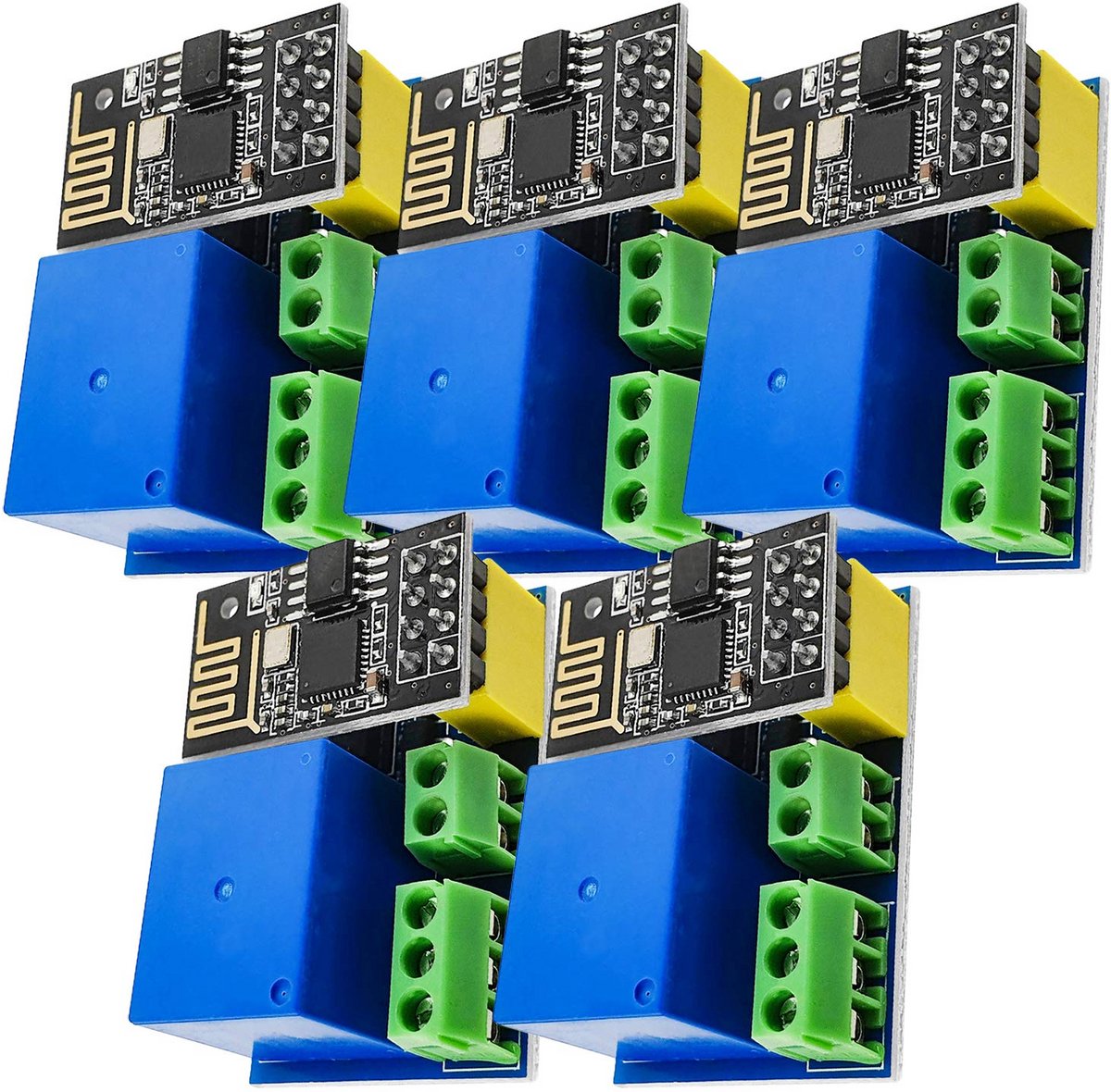 5 Stuks ESP8266-01S WiFi Modulen met 5V Relais Adapter - Smart Home IoT