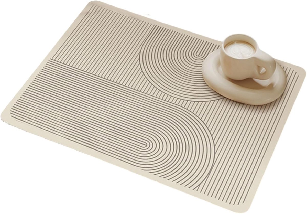 Absorberende en antislip droogmat voor het aanrecht — Kiezelgoer — 40 x 30 cm