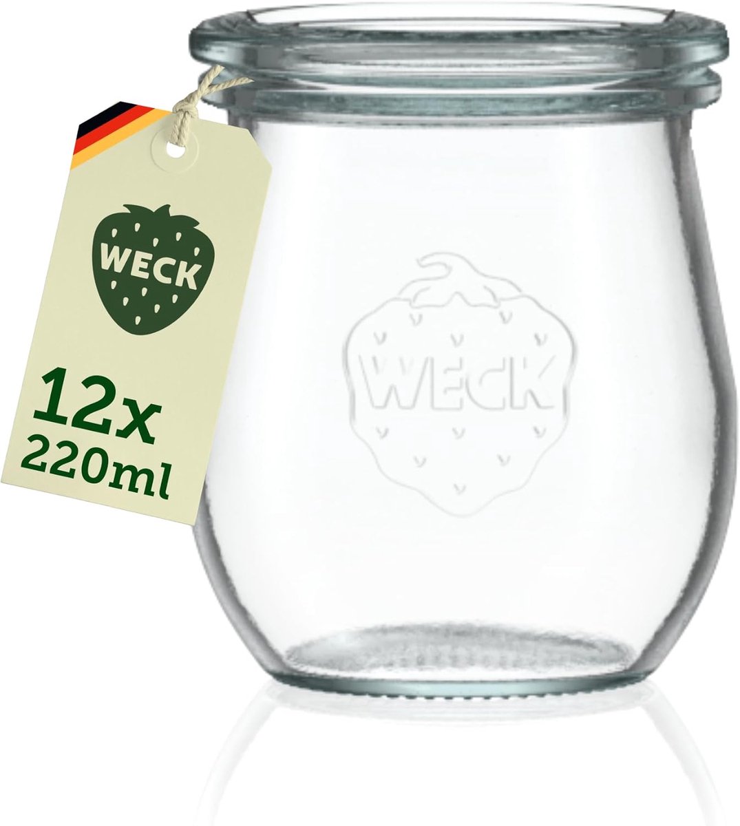Set van 12 Tulpglazen 220 ml met Deksel - Stapelbare Dessert- en Inmaakpotten