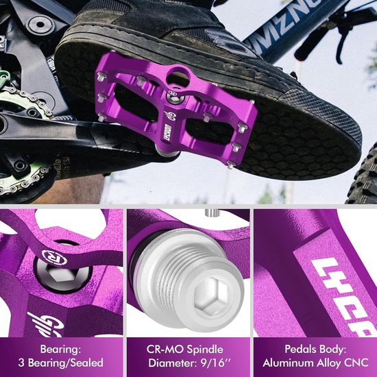 Robuuste CNC Aluminium Fietspedalen voor Racefiets en Mountainbike met Antislip Grip — afbeelding 5