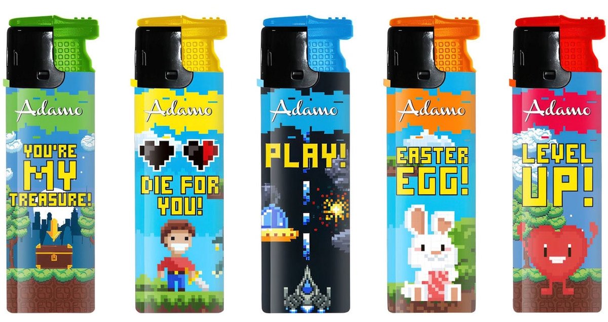 Adamo Elektronische Navulbare Turbo - Jetflame - Stormaanstekers "Pixels" 10 stuks