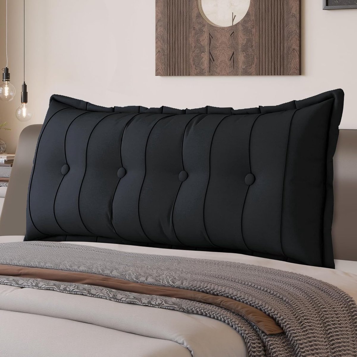 Groot rugsteunkussen voor bed en bank - Comfortabel lees- en bedrustkussen met afneembare hoes