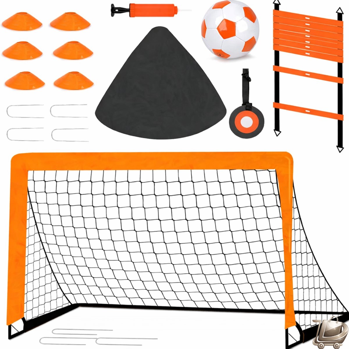 Kindervoetbaldoel Set met Trainingsaccessoires - Opvouwbaar Voetbaldoel 120x90x90 cm - Trainingsladder en Cones - Buiten Speelgoed voor Tuin - Voetbalspel en Oefenset voor Kinderen