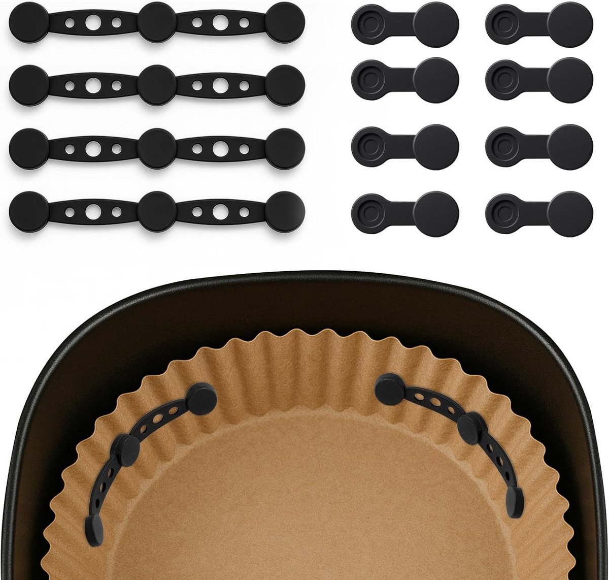 12x Magnetische Clips voor Airfryer Bakpapier - Hittebestendige Siliconen Houders