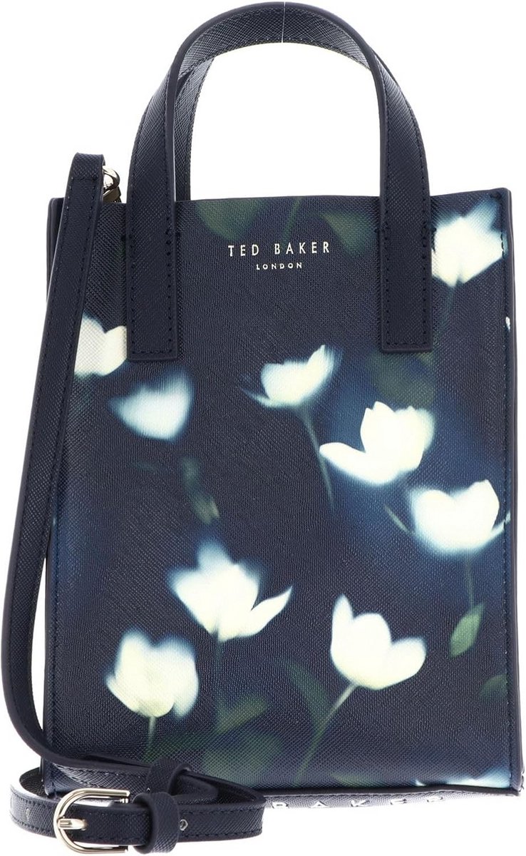 Draagtas Vrouwen - Icon Bag - Dagelijks Gebruik - Bloemenprint Design - 14 x 5 x 18 cm - Marineblauw