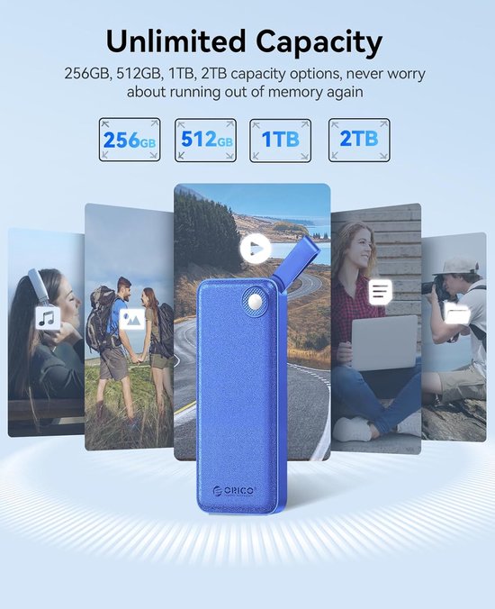 Externe SSD Schijf - Snelle Opslag - Bestanden Overzetten - Compact Ontwerp - 512 GB - Blauw — afbeelding 4