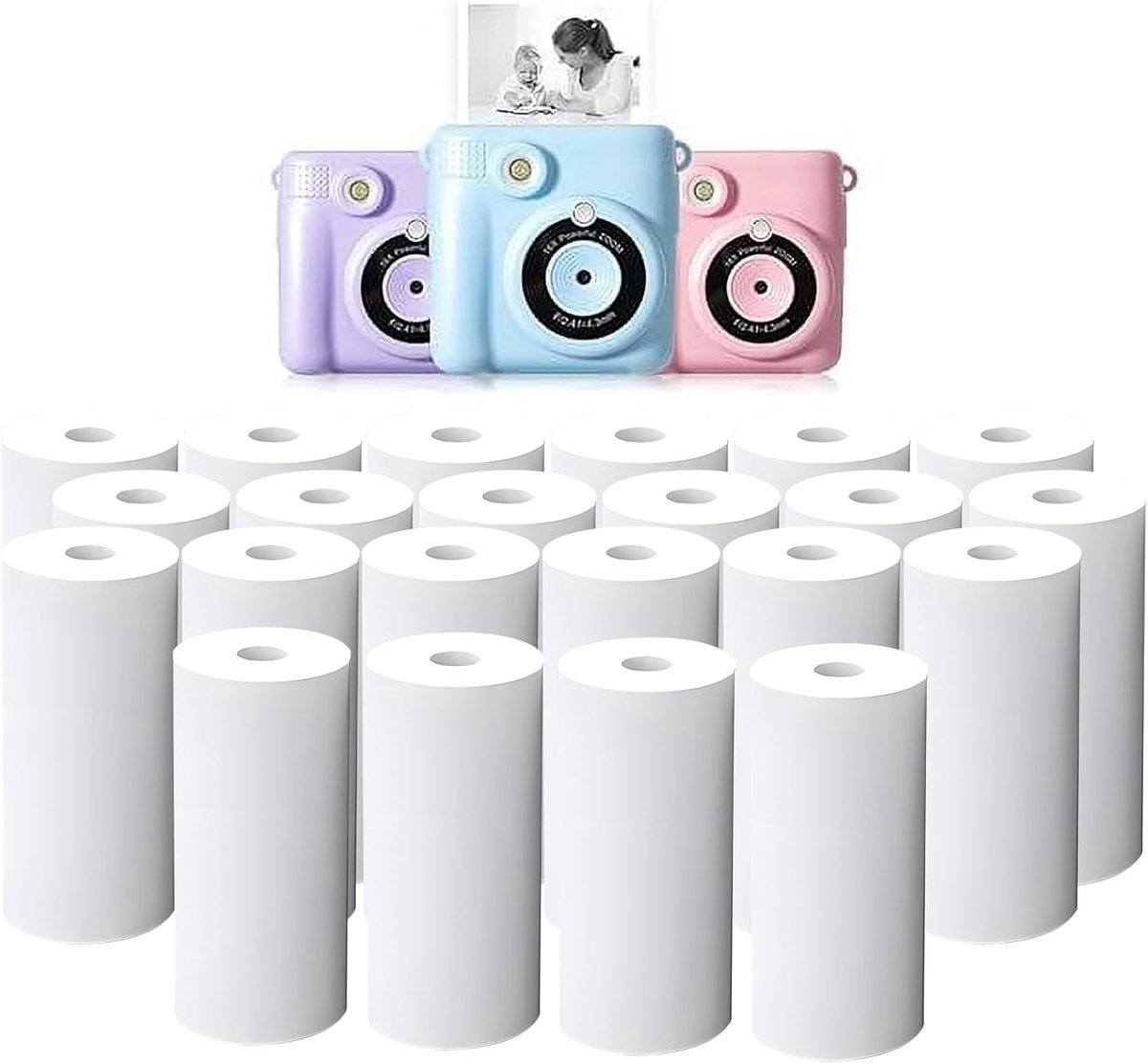 Navulpapier Kindercamera - Printpapier Rollen - Direct Printen - 22 Rollen Pakket - 57mm x 25mm - Wit
