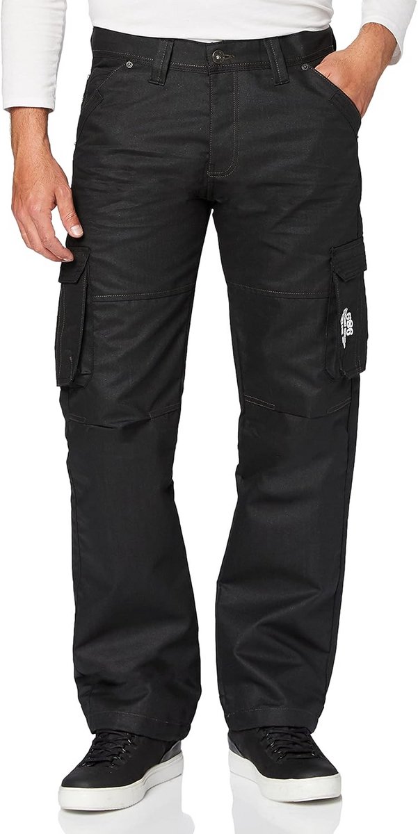 Heren Losse Pasvorm Jeans Zwart Gecoat – Trekkoord & Veel Zakken