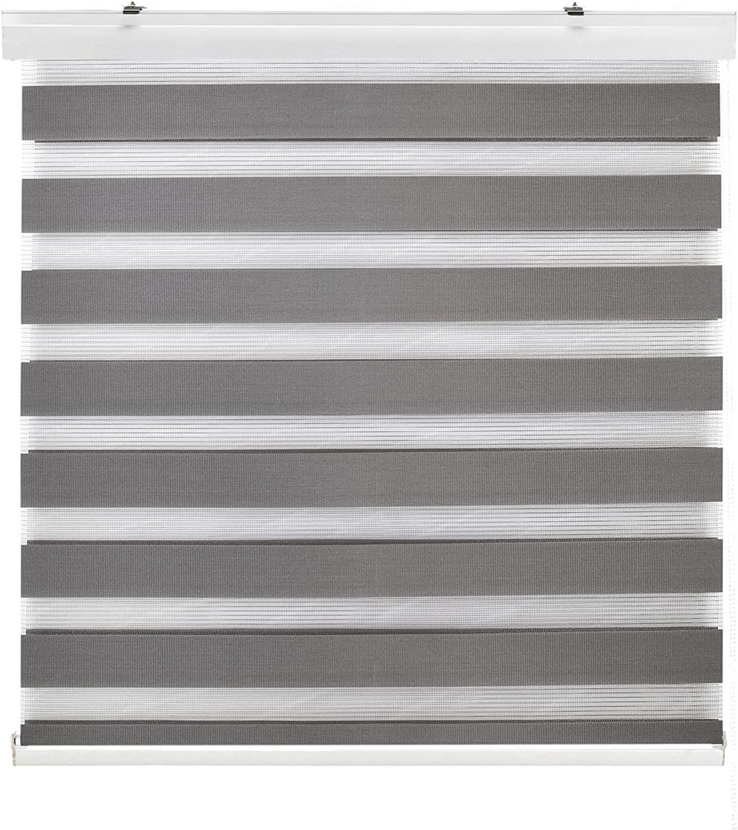 Duo Rolgordijn Stof met Decoratieve Kast Nacht en Dag Antraciet 105x250 cm